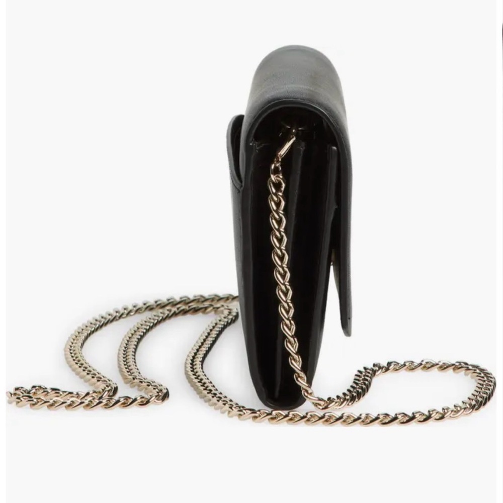 Kate Spade New York Gemma  Black Scallop-Edge Leather Clutch/ Wallet on Chain - Picture 5 of 10